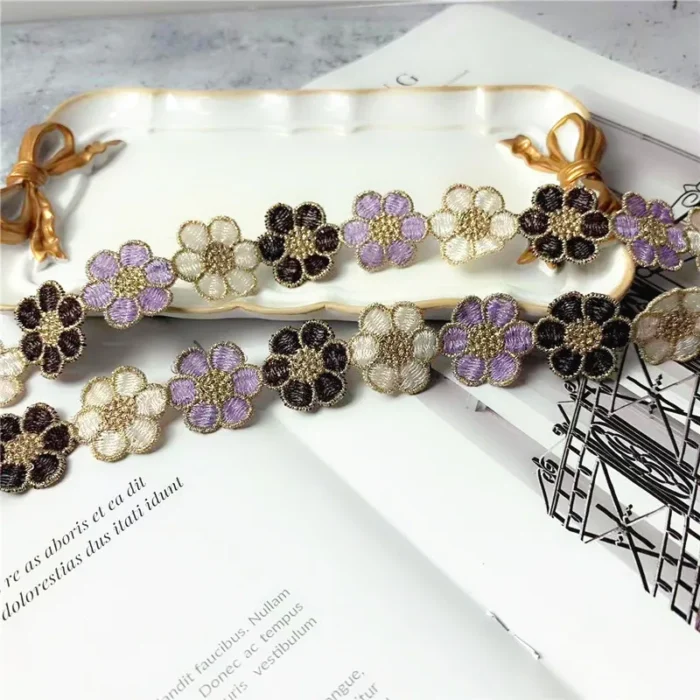 2CM Wide Luxury Polyester Embroidered Colored Flowers Lace Trim Ribbon Dress Collar Headwear Hats Bags Clothing DIY Sewing Decor - Image 5