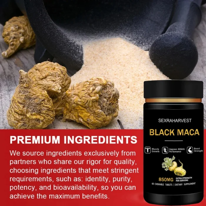 Powerful Black Maca Booster for Men and Women,Maca Pill Supplements for Health, Energy, Endurance, Muscle Mass,Maca Root Capsule - Image 3