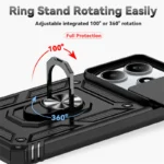 Capa For Xiaomi Redmi Note 14 5G Case Armor Slide Camera Lens Protector Back Cover for Redmy Note14 Shockproof Ring Stand Funda - Image 4