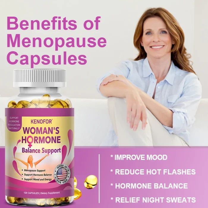 Kenofor Women's Menopause Supplement - For Night Sweats, Hot Flashes, and Mood Support - 120 Capsules, Non-GMO - Image 3