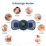 Portable Electric Intelligent Mini Neck Massager Patch for Back and Shoulder Massager With Pad and Remote - Image 3