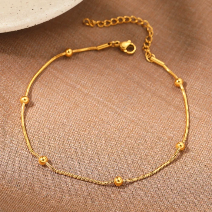 Stainless Steel Anklet Simple Snake Bead Chain Hip Hop Punk Anklet Fashion Light Luxury Women's Jewelry Accessories Banquet Gift - Image 1