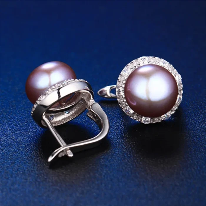 Dainashi High Quality 925 Sterling Silver Zircon Earrings Genuine Natural Freshwater Pearl Stud Earrings for Women - Image 2