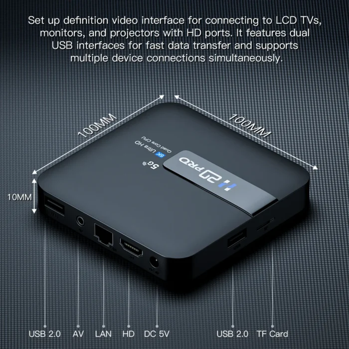 H20PRO Smart Android TV Box Android 10.0 16GB 2.4&5G WIFI 4K Media Player TV Box Android Play Store Very Fast 1080P Set Top Box - Image 6