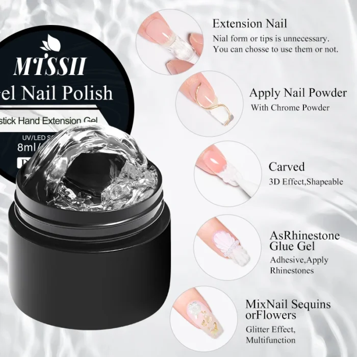 8ml Clear Non Stick Hand Solid Extension Nail Gel Polish Carving Flower Nail Art Building UV Gel Acrylic Varnish Manicure DIY - Image 3