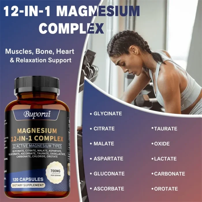 Magnesium Complex Capsules - Bone & Heart Health Supplement, Glycine, Citrate, Malate, Aspartate, Gluconate, Ascorbate, Taurine - Image 5
