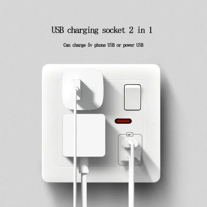 146 Type 2 Gang Multi-Ten-Hole Socket With 2Port USB Type-c 10w Fast Charging Panel British standard double five-hole socket - Image 5
