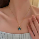 Classic Personalized Planet Colorful Stainless Steel Necklace Fashionable Exquisite Versatile Small Sun Clavicle Chain - Image 3