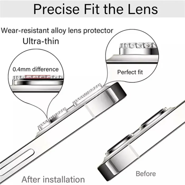 Bling Glitter Diamond Camera Lens Protector Case For iPhone 17 16 15 14 13 12 11 Pro Max Plus Sreen Protectors Film For iPhone17 - Image 4