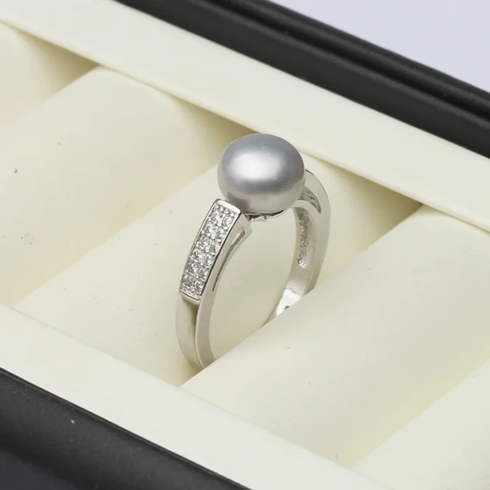 Genuine Freshwater Adjustable Pearl Rings For Women,925 Sterling Silver Open Ring With Real Pearl Mom Wife Birthday Gift White - Image 5