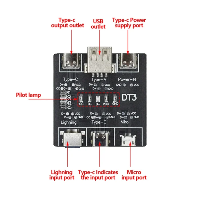 DT3 USB Cable Tester Data Cable Detection Board for IOS Android Micro Type-C Short Circuit on-Off Switching Test Board Tool - Image 2