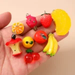 Leslie 10pcs Cute Resin 3d Fruit Apple Banana Mango Orange Cherry Strawberry Charms for Jewelry Making DIY Earrings Key chains - Image 5