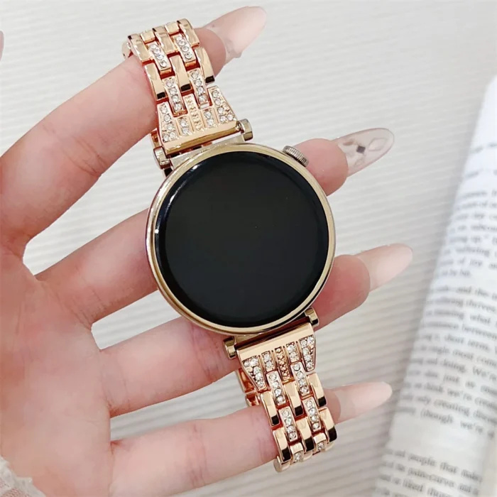 Luxury Diamond Metal Smartwatch Strap 18mm For Huawei Band GT4 Watchband Jewelry Stainless Steel Sport Wristband Replacement - Image 1
