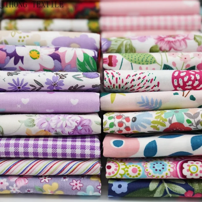 Patchwork Fabric Pink Rose Pattern Cottton Twill Upholstery Fabric For Sewing Quilt, Doll Costume, Scrapbook Decoration 6/7/8pcs - Image 1