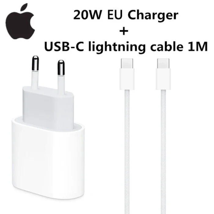 Original 20W USB-C Power Adapter For iphone 16 15 14 mini Pro Max Type C fast charger for Apple Cable for iPhone X 11 12 13 Plus - Image 1