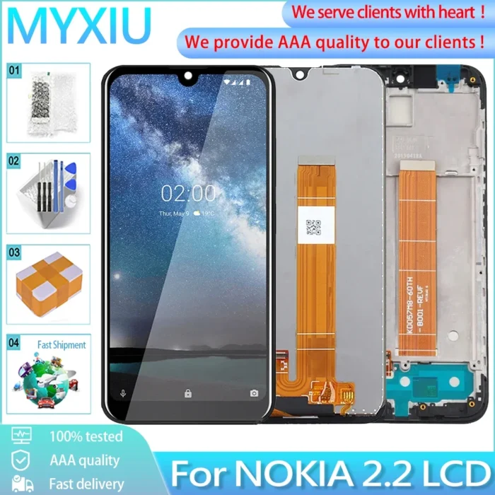 5.71" Original For NOKIA 2.2 LCD Touch Screen With Frame Digitizer Replacement TA-1179 TA-1183 TA-1188 TA-1191 Display - Image 1
