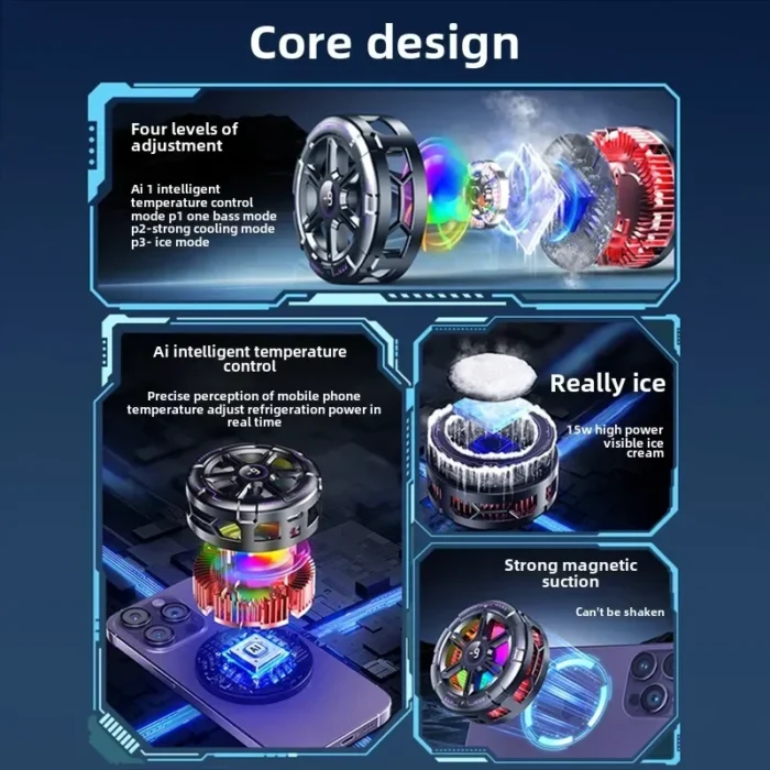 K21 Fast Cooling Mobile Phone Radiator, Game Cooler, Semiconductor Cooling Heat Sink, RGB, Temperature Display - Image 5