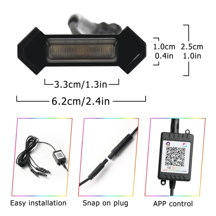 4pcs 12V RGB Colorful Front Grille LED Light Wiring Harness Kit For Toyota Tacoma 2016 2017 2018 2019 2020 w/TRD Pro APP Control - Image 4
