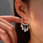 New 925 Sterling Silver Hoop Earrings Pearl Droplet Irregular Vintage Punk For Women Girl Gift Jewelry Dropshipping Wholesale - Image 2