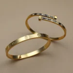 02Fashion Cross Crystal Design Stainless Steel Gold Color Stacking Bracelet Women's Jewellery Bangle For Daily Wear Party Gifts. - Image 2