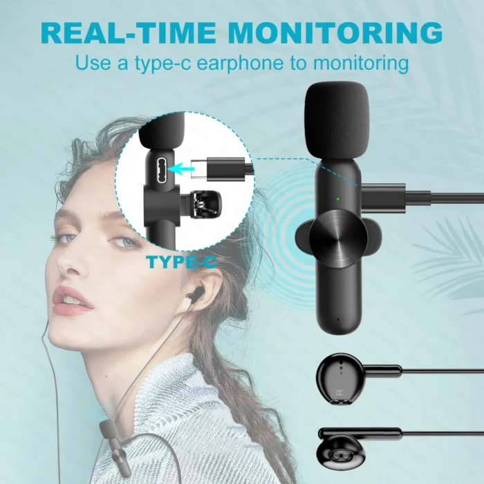 Wireless Lavalier Microphone Portable Audio Video Recording Mini Mic for iPhone Android Live Broadcast Gaming Phone Mic - Image 6