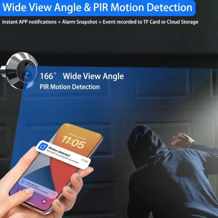 Mini 5MP Tuya Smart Life Home Digital Viewer Peepholes Door Eye WiFi IR No Red Exposure Night Vision Camera 4.3Inch Baby Monitor - Image 2
