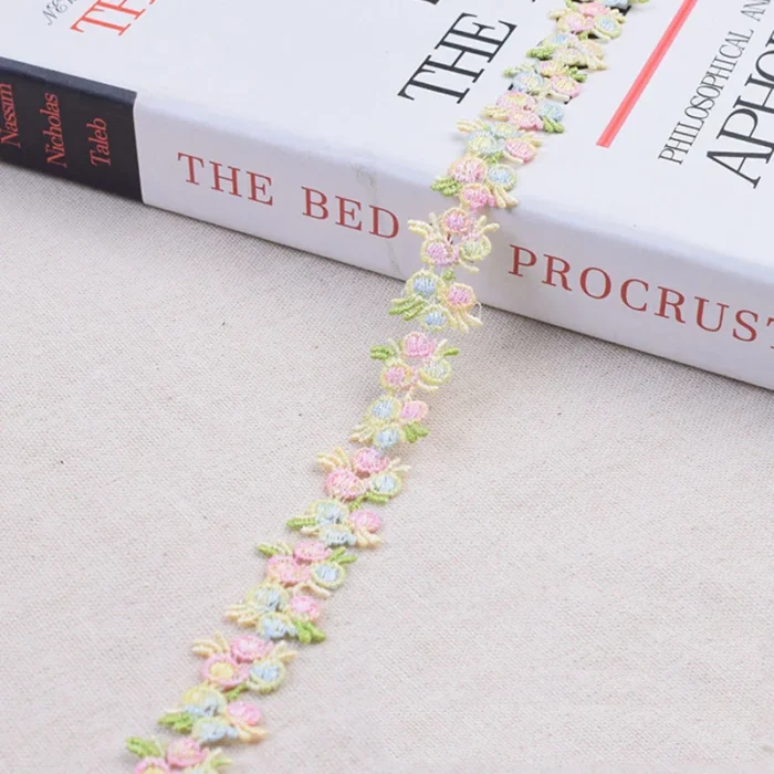 1.8CM Wide Colorful Cotton Embroidered 3d Flowers Wedding Lace Fabric Ribbon Dress Collar Neckline Headwear Sewing DIY Crafts - Image 4