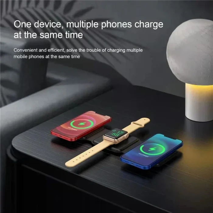 100W 3 in 1 foldable Wireless Charger Pad Stand for iPhone 15 14 13 16Pro Max Airpods iWatch Fast Wireless Charging Dock Station - Image 3
