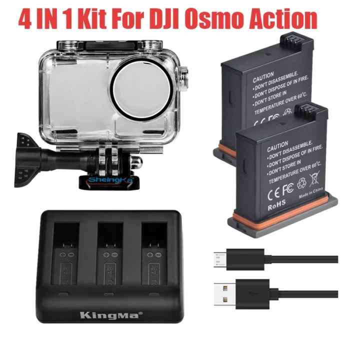 For DJI OSMO Action lithium battery / 3-Way Charger / Diving Waterproof Protective housing Case For DJI Action Camera Accessori - Image 1