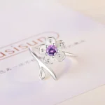 2019 Wedding Bridal Jewelry Sets 925 Sterling Silver Pink Crystal Cherry Blossoms Flower Necklaces Earrings Rings for Women - Image 5