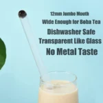 Eco-friendly Reusable Glass Wide straw Boba Drinking Straws Bubble Tea Straws for Smoothie Milkshakes Straws with Cleaning Brush - Image 6