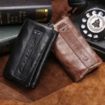 CONTACT'S Genuine Leather Men Key Wallet Small Male Purse with Coin Pocket Key Holder Man Pouch Housekeeper High Quality Keyring - Image 5