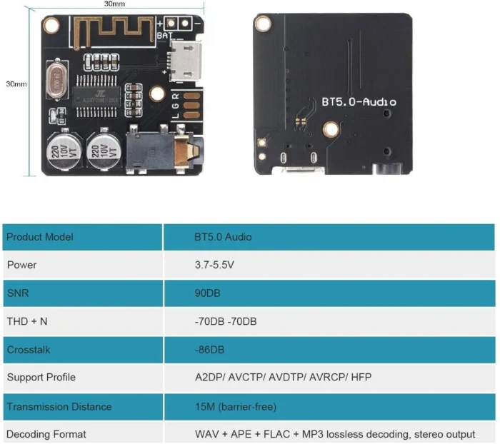 Bluetooth Audio Receiver Board Bluetooth 5.0 MP3 Lossless Decoder Board Wireless Stereo Music Module 3.7-5V XY-BT-Mini - Image 5