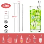 Eco-friendly Reusable Glass Wide straw Boba Drinking Straws Bubble Tea Straws for Smoothie Milkshakes Straws with Cleaning Brush - Image 5