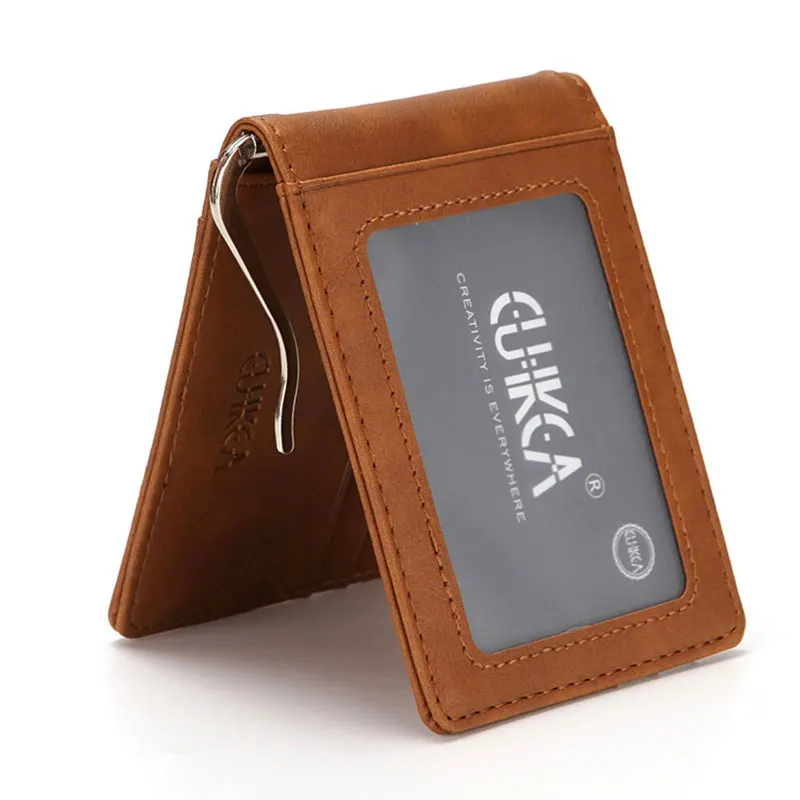kf-S011f3977790546ee954343e38fad79d5C RFID Men's Leather Slim Bifold Money Clip Wallet Front Pocket Credit Card Holder - Image 1