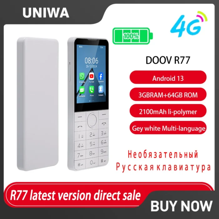 DOOV R77 4G Smart Android Touch Screen Keypad Mobile Phone Without Camera 3GB+64GB 2100mAh 2.8“ Smartphone Multiple Keyboards - Image 1