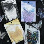 20pcs PET Butterfly Transparent Silver Color Stickers, Holographic Laser Decals for Luggage Laptop Phone Case Mug Decoration