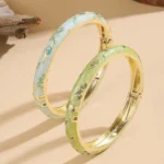FTCY 2 Pcs Flower Bracelet For Women Vintage Bohemian Cloisonne Women's Bangles Luxury Jewelry Gifts
