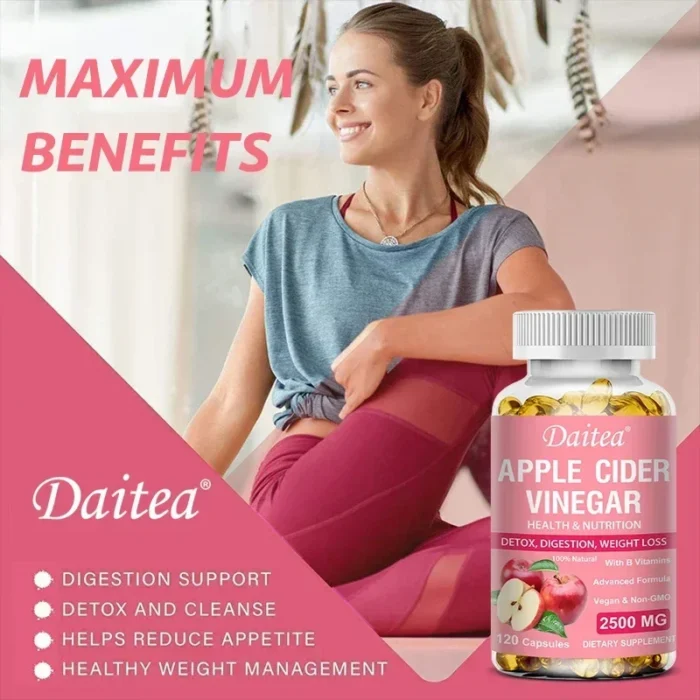 Apple Cider Vinegar Capsules B Vitamins Weight Management Detox For Bloating and Constipation Slimming Products Fat Burning - Image 3