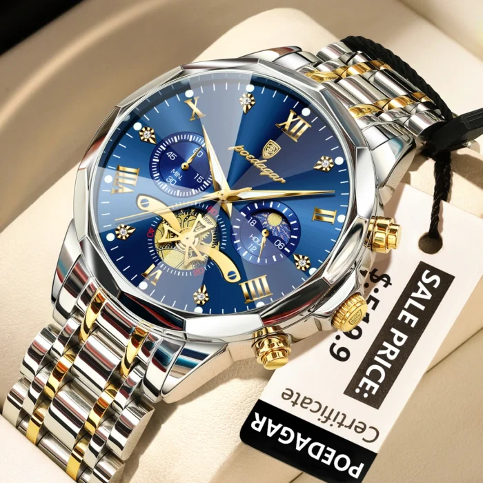 POEDAGAR Luxury Men Watch Top Original Waterproof Luminous Chronograph Man Wristwatch Stainless Steel Quartz Men's Watches Reloj - Image 1