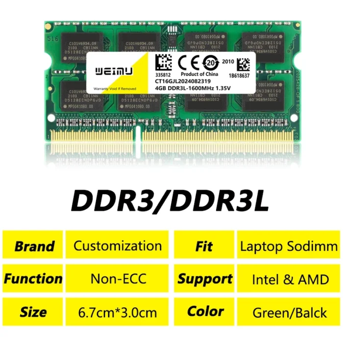 DDR3 DDR3L 4GB 8GB Laptop Memory Module Ram PC3 1.5V 1066 1333 1600Mhz PC3L 1.35V 8500 10600 12800 Sodimm Notebook Memoria Ram - Image 2