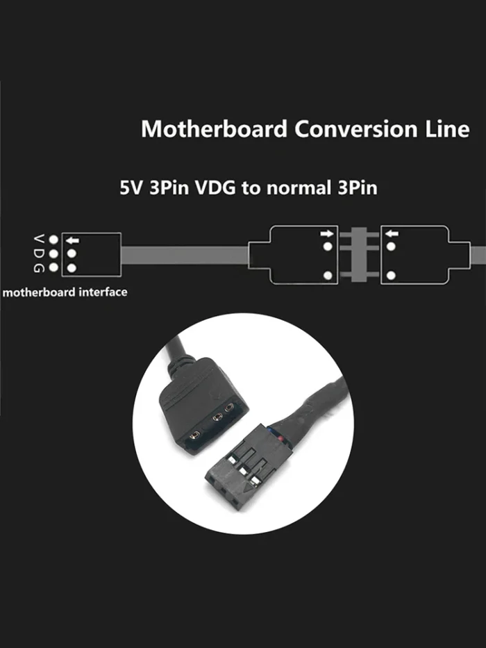 Gigabyte Motherboard SYNC Header RGB 5V 3Pin VDG to Normal 3Pin Conversion Cable - Image 2