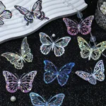 20pcs PET Butterfly Transparent Silver Color Stickers, Holographic Laser Decals for Luggage Laptop Phone Case Mug Decoration - Image 2