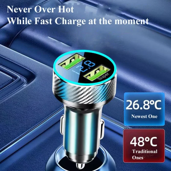 300W USB Car Charger Adapter 2 in 1 Super Fast Charging with Voltage Monitor for Samsung OPPO VIVO Huawei Oneplus iPhone iPad - Image 6