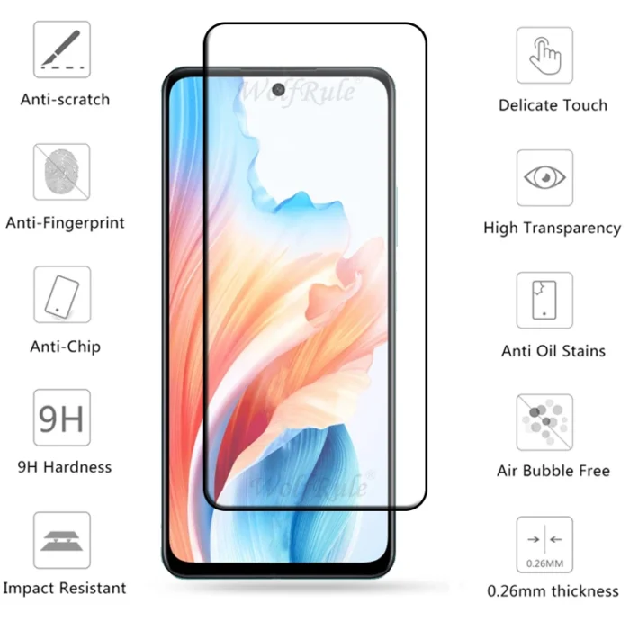 6-in-1 For OPPO A79 5G Glass OPPO A79 5G Tempered Glass Protective Full Cover Glue HD 9H Screen Protector OPPO A79 Lens Glass - Image 3