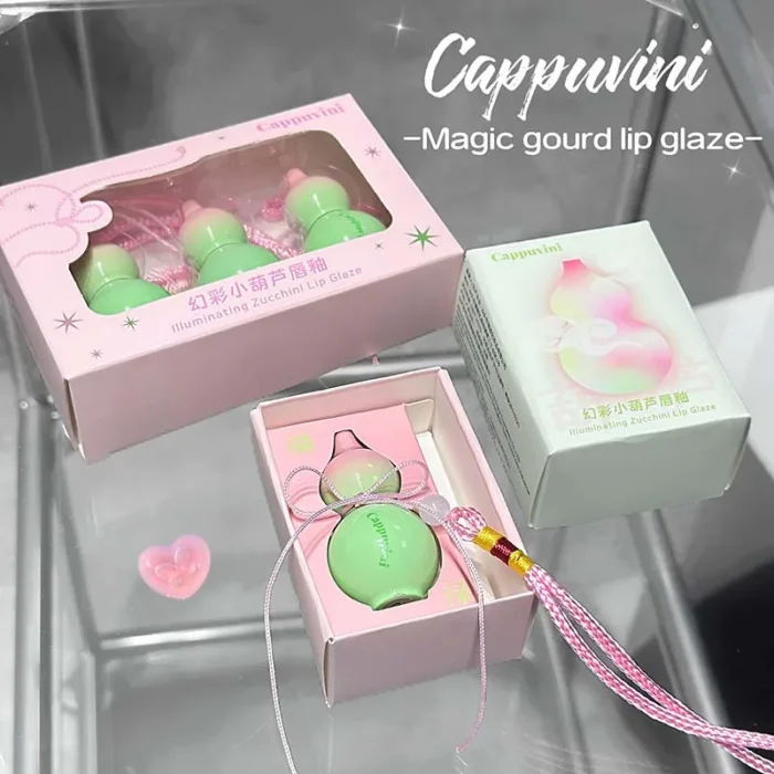 3pcs Cute Zucchini Lip Glazes Watery Gloss Jelly Liquid Lipstick Lasting Moisturizing Gourd Shaped Cosmetics Lip Gloss Makeup - Image 4