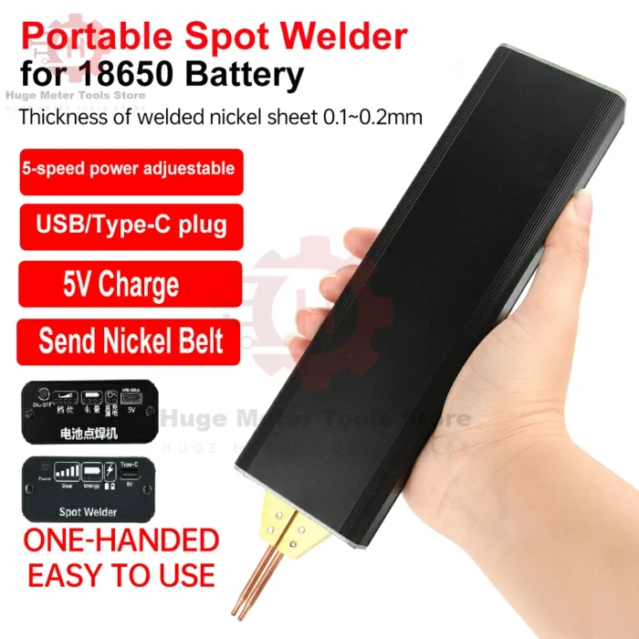 Portable Spot Welder 5 Gears Adjustable USB/Type-C Digital Display Min Spot Welding Machine Automatic Trigger for 18650 Battery - Image 1