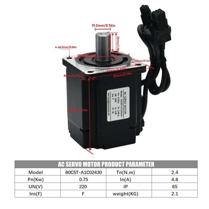 HLTNC 400W / 750W AC Servo Motor 3000RPM 1.3N 2.4N & C30S RS485 Driver Kit 220V & 3meters Cable Absolute encoder For CNC Machine - Image 4