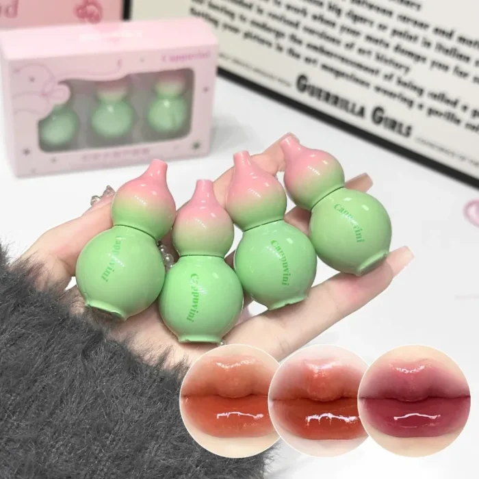 3pcs Cute Zucchini Lip Glazes Watery Gloss Jelly Liquid Lipstick Lasting Moisturizing Gourd Shaped Cosmetics Lip Gloss Makeup - Image 1