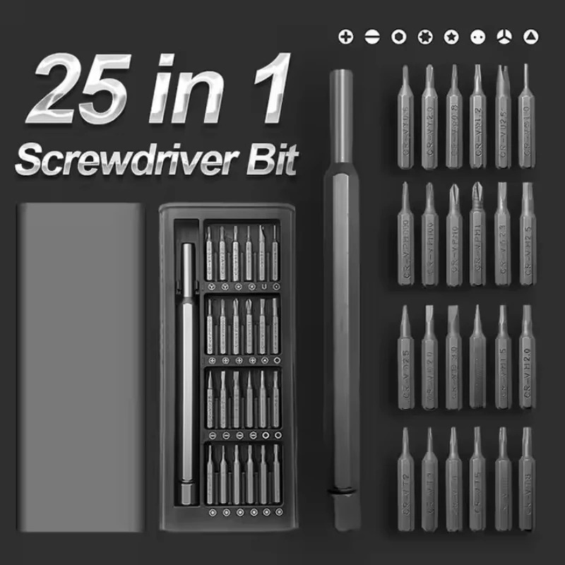 kf-S3a74a689ef2d471a94a37398ebc74b0fn UF Tool 25-in-1 Magnetic Screwdriver Set - Precision Repair Kit for Phone, Computer & Electronics - 24 Detachable Steel Bits - Image 2